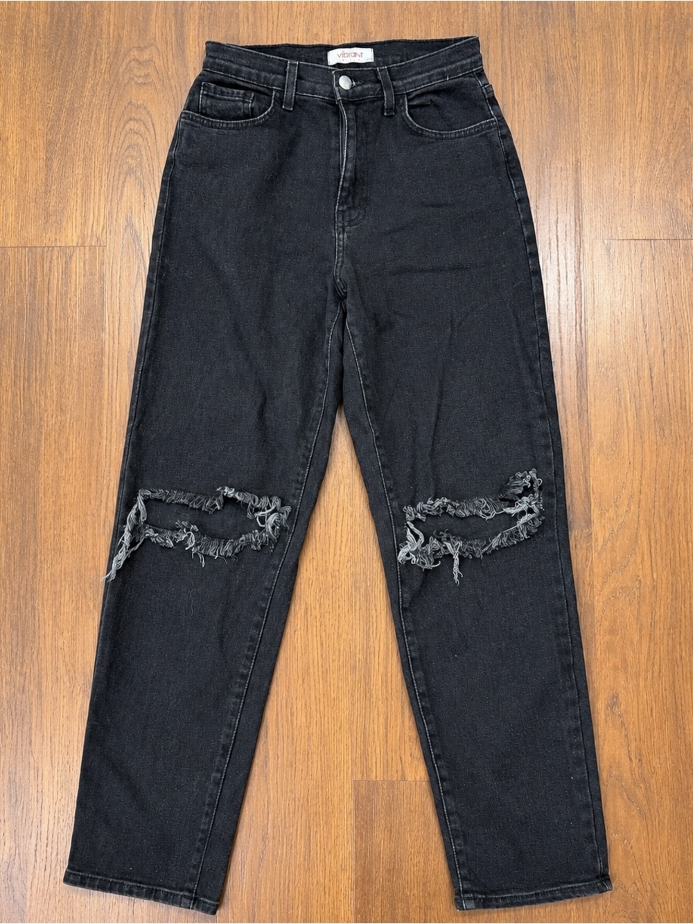 Vintage Vibrant M.I.U Distressed Black Mom Jeans